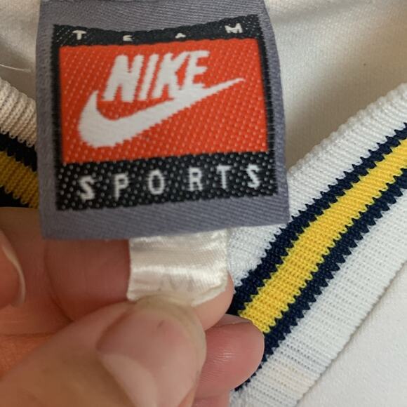 Vintage Team Nike Sports Michigan mens medium white blue jersey baseball pullove - Picture 4 of 11